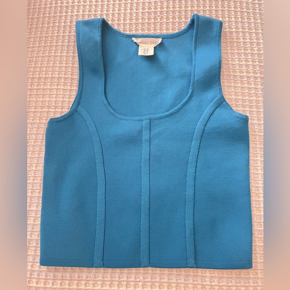 Women’s Ribbed Teal Crop Tank Top